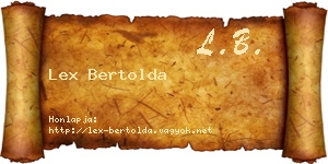 Lex Bertolda névjegykártya